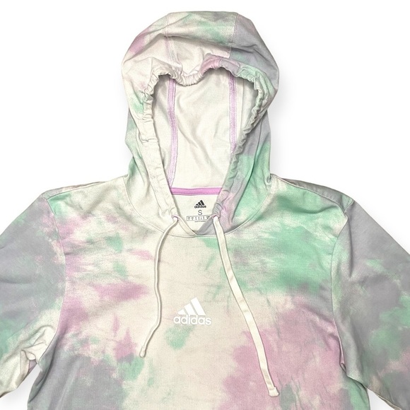ADIDAS Men's Green/Purple Essentials Tie-Dyed Inspirational Hoodie - Small - Picture 5 of 13